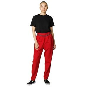 Vintage Sitting Pretty of California 80s Red Palazzo Pants with Colorful Trim S